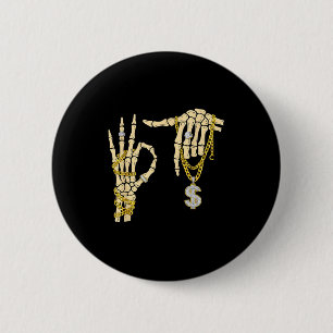 67 Six Seven Meme Nieuwigheid Skelet Hand Bling Ch Ronde Button 5,7 Cm