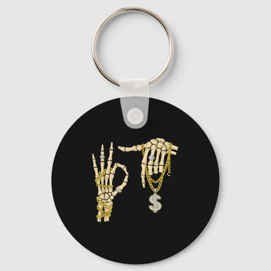 67 Six Seven Meme Nieuwigheid Skelet Hand Bling Ch Sleutelhanger (Voorkant)