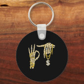 67 Six Seven Meme Nieuwigheid Skelet Hand Bling Ch Sleutelhanger (Voorkant)