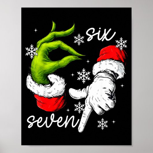 67 Six Seven Meme Santa Hand Christmas Funny Gen A Poster (Voorkant)