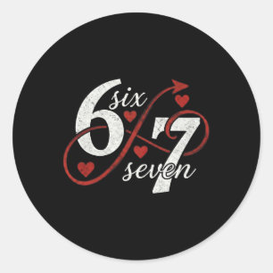 67 Six Seven Oneindig Hartlus Valentine 6 7 Mem Ronde Sticker