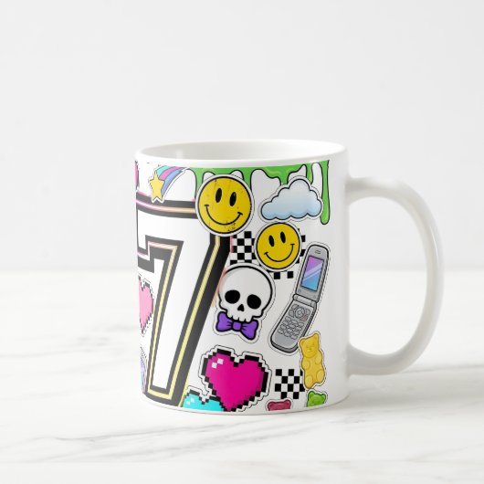 67 Six Seven Retro Y2K Aesthetic mug  Koffiemok (Rechts)
