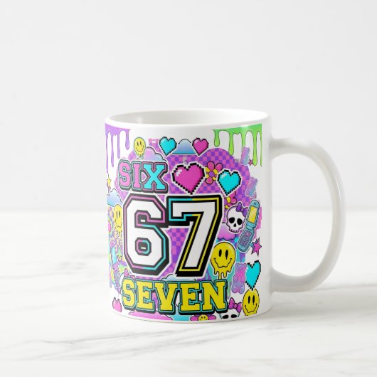 67 Six Seven Retro Y2K Aesthetic mug Koffiemok (Rechts)