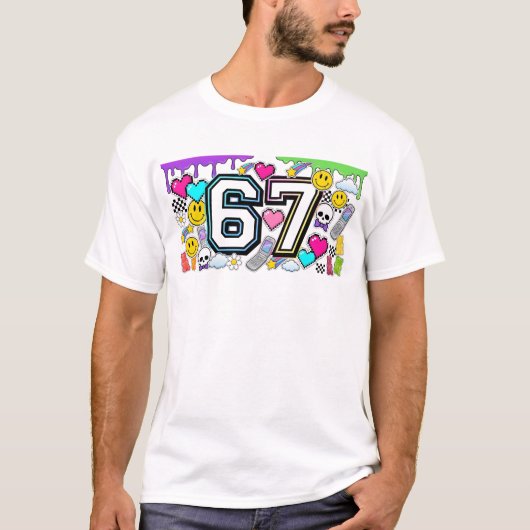 67 Six Seven Retro Y2K Aesthetic  T-shirt (Voorkant)