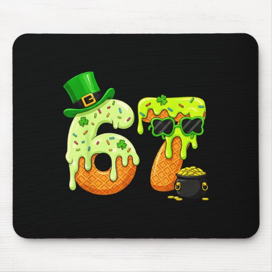 67 Six Seven Shamrock Grappige St. Patrick's Dag J Muismat (Voorkant)