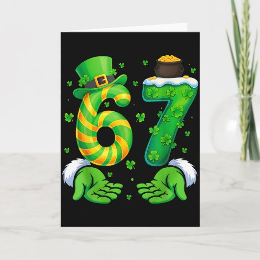 67 Six Seven Shamrock Grappige St. Patrick's Dag K Kaart (Voorkant)