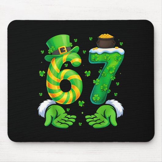 67 Six Seven Shamrock Grappige St. Patrick's Dag K Muismat (Voorkant)