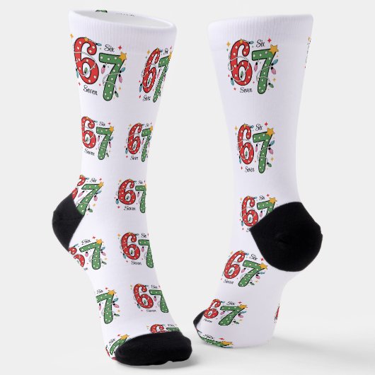 67 Six Seven Sokken, Uniek Kerstcadeau-idee Sokken (Gebogen)