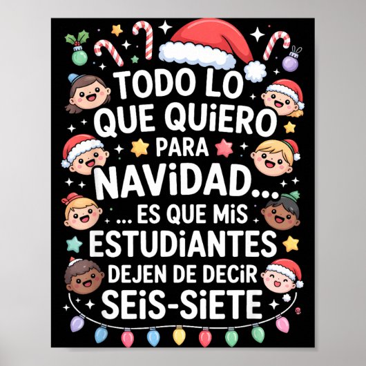 67 Six Seven Spanieacher Christmas Seis Siete Brai Poster (Voorkant)