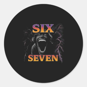67 Six Seven Zwart Wit Meme Design Grappig 6 7 Ronde Sticker