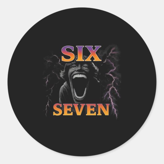 67 Six Seven Zwart Wit Meme Design Grappig 6 7 Ronde Sticker (Voorkant)