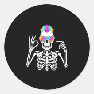 67 Skelet Gen Alpha Grappige Zes Zeven Halloween I Ronde Sticker