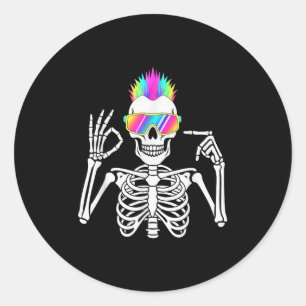 67 Skelet Gen Alpha Grappige Zes Zeven Halloween M Ronde Sticker