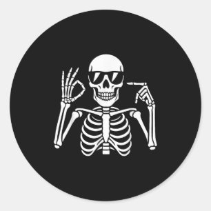 67 Skelet Grappige Zes Zeven Gen Alpha Halloween I Ronde Sticker
