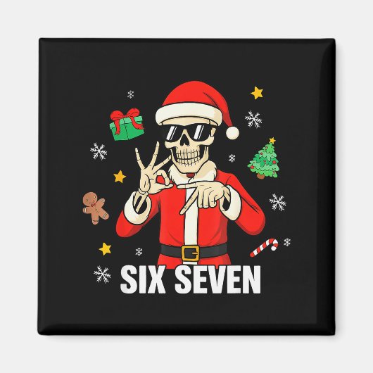 67 Skelet Grappige Zes Zeven Gen Z Alpha Kerstmis Magneet (Voorkant)