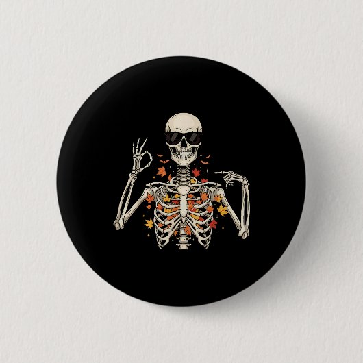 67 skelet meme grappig zes zeven Gen Alpha Hallowe Ronde Button 5,7 Cm (Voorkant)