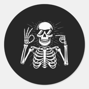 67 Skelet Zes Zeven Halloween Ronde Sticker