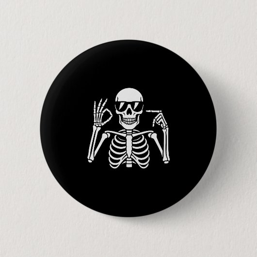 67 Skeleton Funny Six Seven Gen Alpha Halloween Me Ronde Button 5,7 Cm (Voorkant)