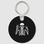 67 Skeleton Funny Six Seven Gen Alpha Halloween Me Sleutelhanger (Voorkant)