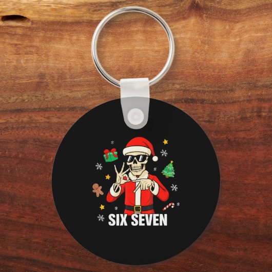 67 Skeleton Funny Six Seven Gen Z Alpha Christmas Sleutelhanger (Voorkant)