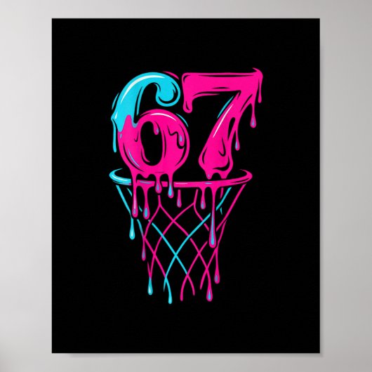 67 Sketll Drip Zes Zeven Grappige Gen Alpha Poster (Voorkant)