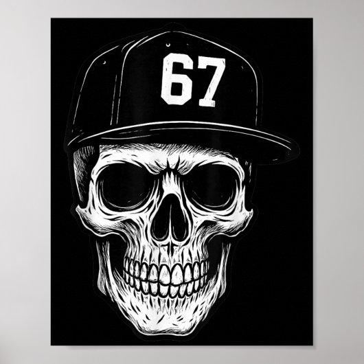 67 Skull Halloween Brainrot Meme Six Seven Kids Sk Poster (Voorkant)