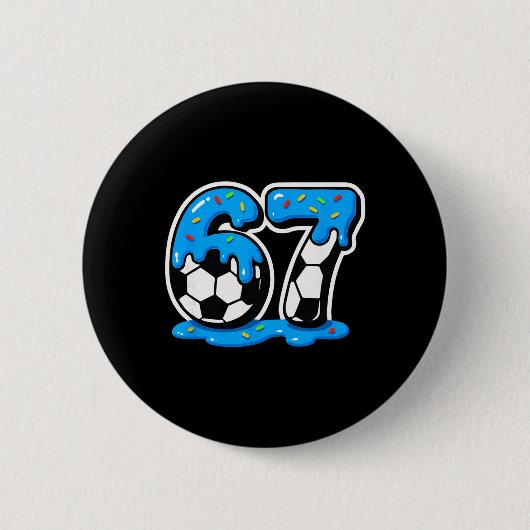 67 Soccer Ice Cream Drip Brain Rot Meme Ronde Button 5,7 Cm (Voorkant)