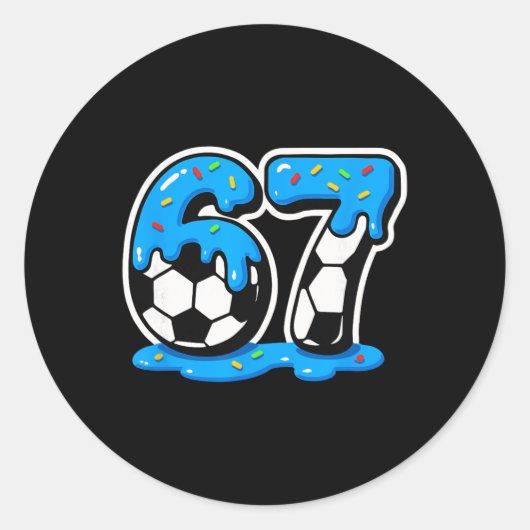 67 Soccer Ice Cream Drip Brain Rot Meme  Ronde Sticker (Voorkant)