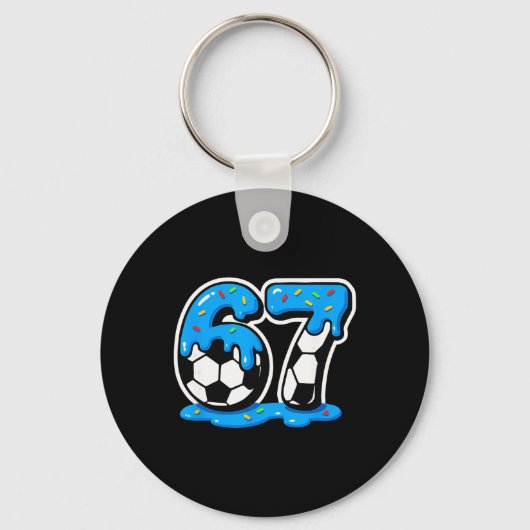 67 Soccer Ice Cream Drip Brain Rot Meme  Sleutelhanger (Voorkant)