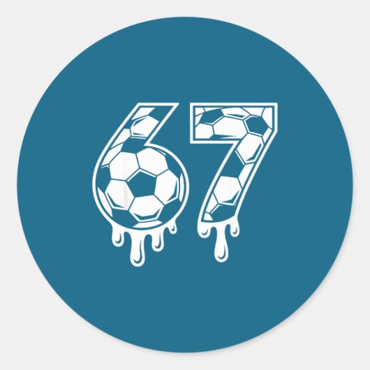 67 Soccer Ice Cream Drip Gen Alpha Six Seven Meme  Ronde Sticker (Voorkant)