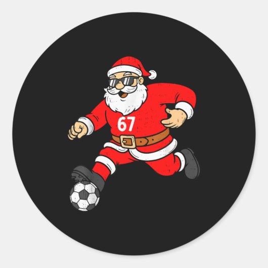 67 Soccer Santa Six Seven Meme Christmas Srt Men B Ronde Sticker (Voorkant)