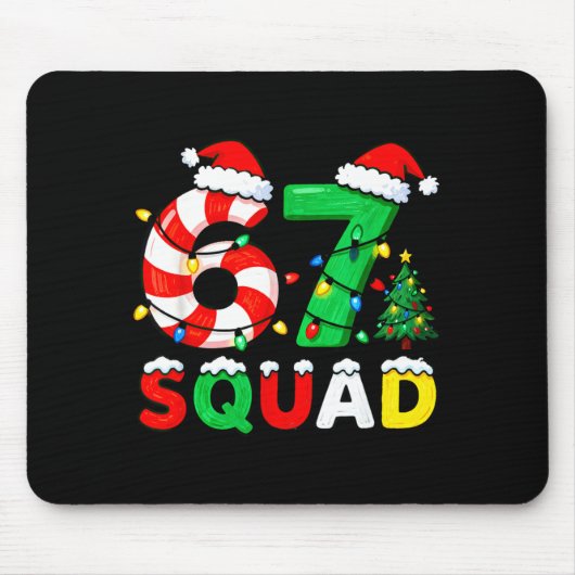 67 Squad Christmas Candy Cane Six Seven Meme Xmas Muismat (Voorkant)
