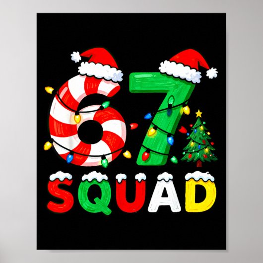 67 Squad Christmas Candy Cane Six Seven Meme Xmas  Poster (Voorkant)