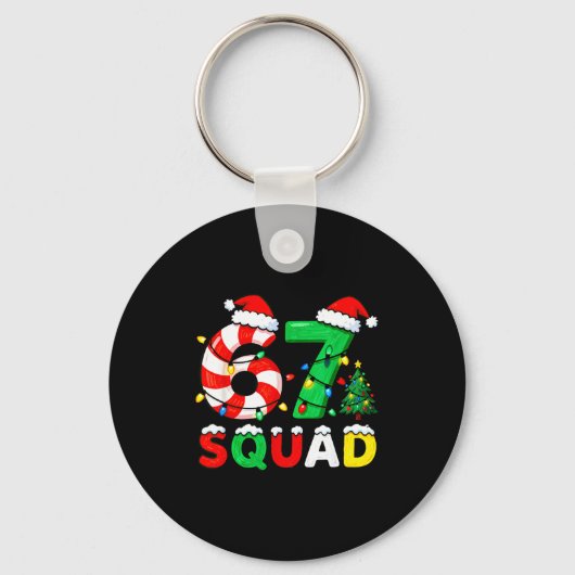 67 Squad Christmas Candy Cane Six Seven Meme Xmas  Sleutelhanger (Voorkant)
