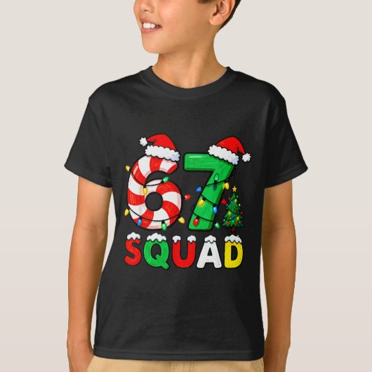 67 Squad Christmas Candy Cane Six Seven Meme Xmas  T-shirt (Voorkant)