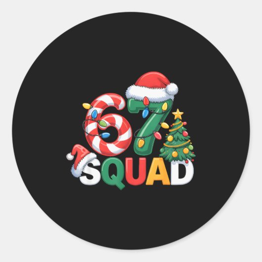 67 Squad Squad Teacher Christmas Design Funny 67 Ronde Sticker (Voorkant)