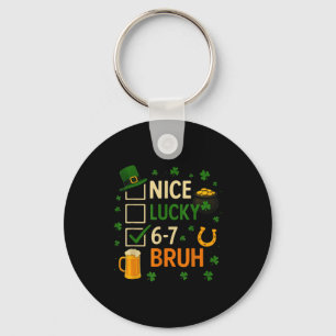67 St. Patrick's Dag Grappige Zes Zeven Shamrock 6 Sleutelhanger
