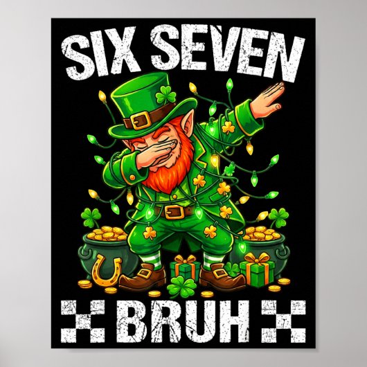 67 St Patricks Funny Six Seven Meme Leprechaun Boy Poster (Voorkant)