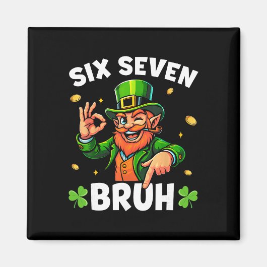 67 St Patricks Grappige Zes Zeven Meme Leprechaun Magneet (Voorkant)