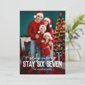 67 Stay Six Seven Photo Christmas Feestdagenkaart (Staand voorkant)