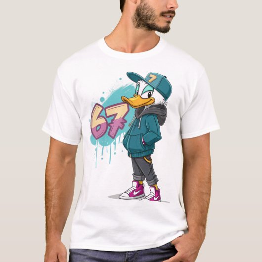 67 Street Duck – Urban Cartoon Style T-shirt (Voorkant)