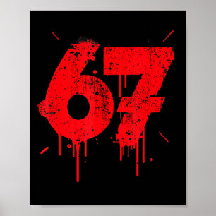 67 T-shirt, Grappige shirts 67 Meme Zes Zeven Mann Poster