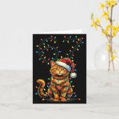 67 Tabby Orange Cat Christmas Santa Hat Six Seven  Kaart (Gele Bloem)
