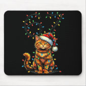 67 Tabby Orange Cat Christmas Santa Hat Six Seven  Muismat (Voorkant)