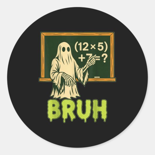 67 Teacher Halloween Ghost Six Seven Meme Brainrot Ronde Sticker (Voorkant)