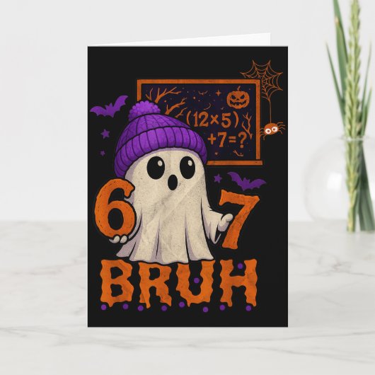 67 Teacher Halloween Ghost Six Seven Meme Math Equ Kaart (Voorkant)