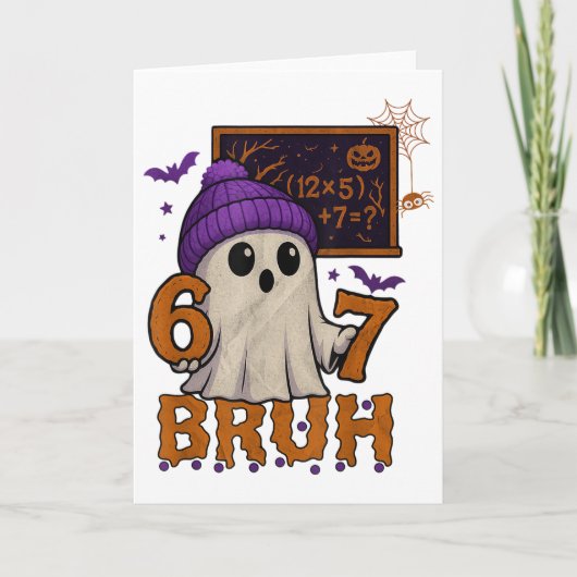 67 Teacher Halloween Ghost Six Seven Meme Math Equ Kaart (Voorkant)