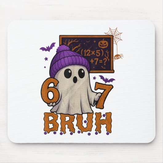 67 Teacher Halloween Ghost Six Seven Meme Math Equ Muismat (Voorkant)