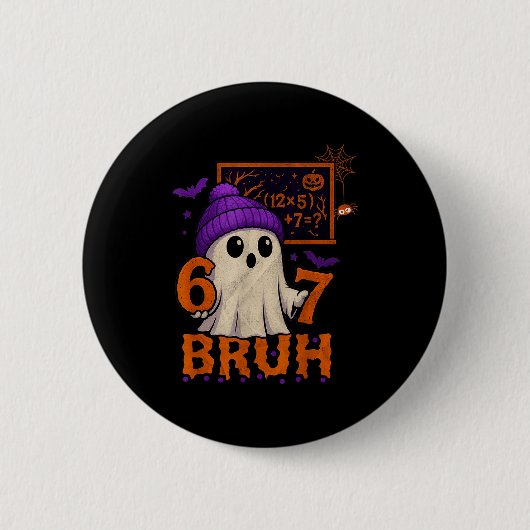 67 Teacher Halloween Ghost Six Seven Meme Math Equ Ronde Button 5,7 Cm (Voorkant)