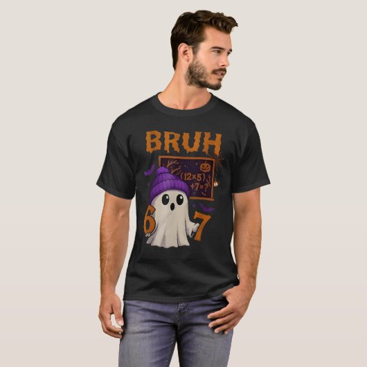 67 Teacher Halloween Ghost Six Seven Meme Math Equ T-shirt (Voorkant volledig)